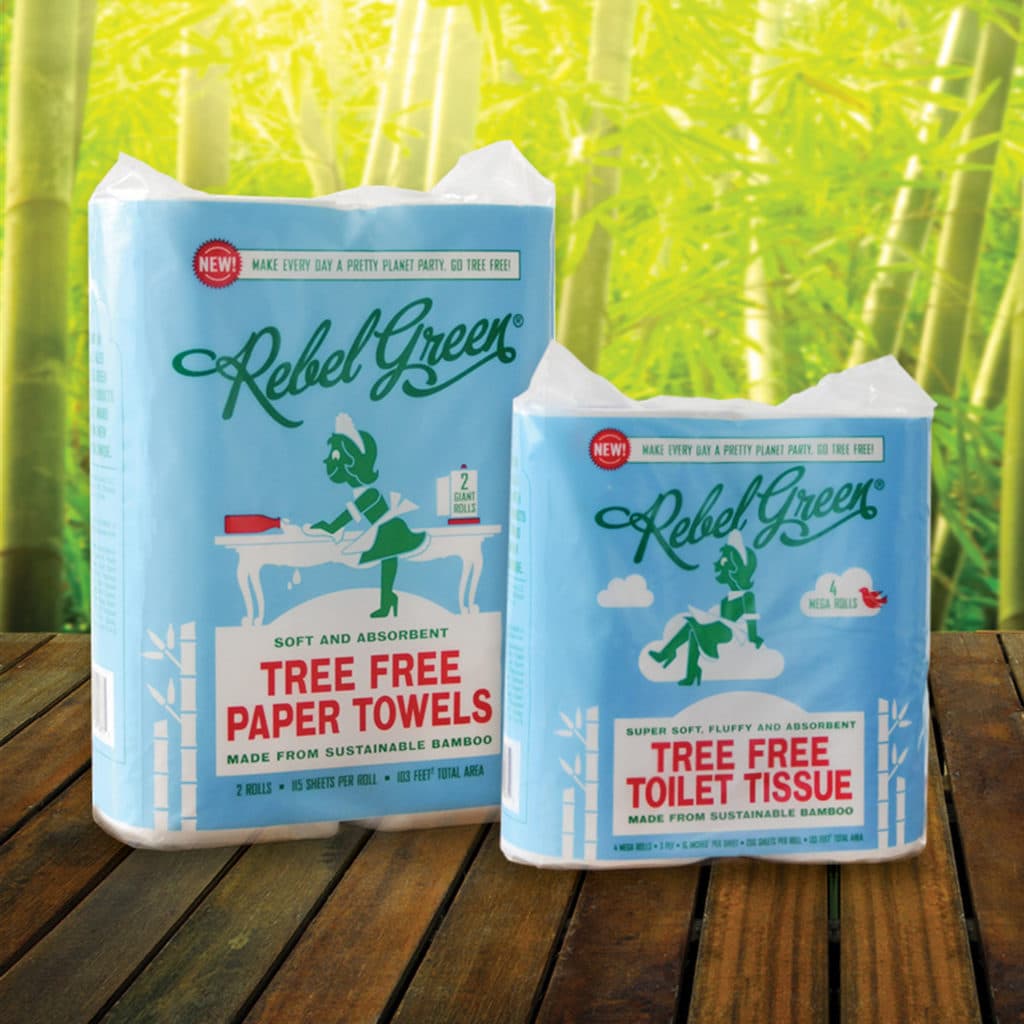 Rebel Green Tree Free Bamboo Paper Products Towel Toilet Tissue sustainable