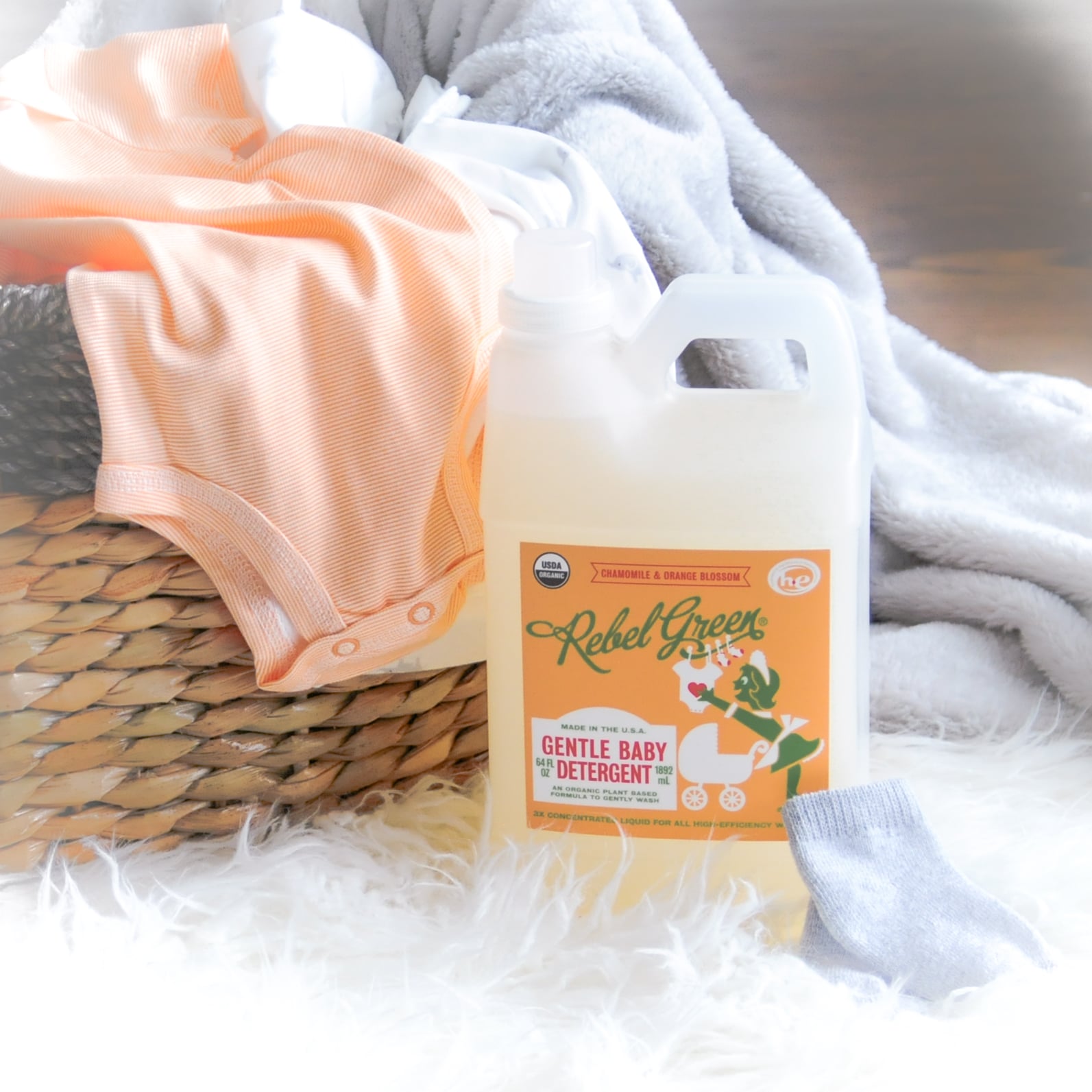 Rebel Green Gentle Baby Detergent laundry USDA-certified organic orange & chamomile